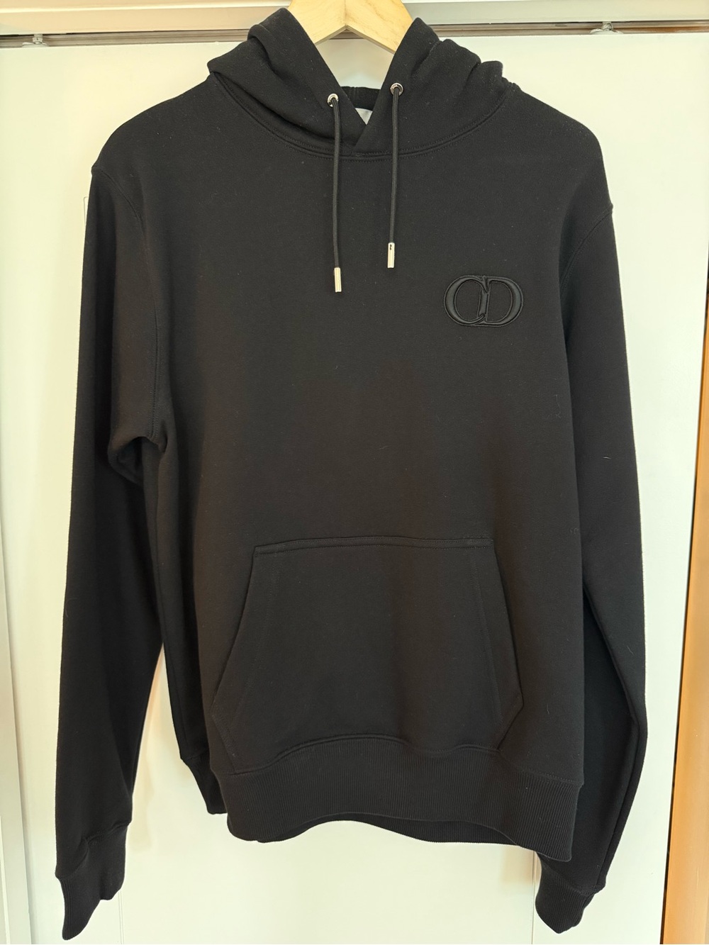 Dior Icon Black Cotton Hoodie with Subtle Embossed Logo